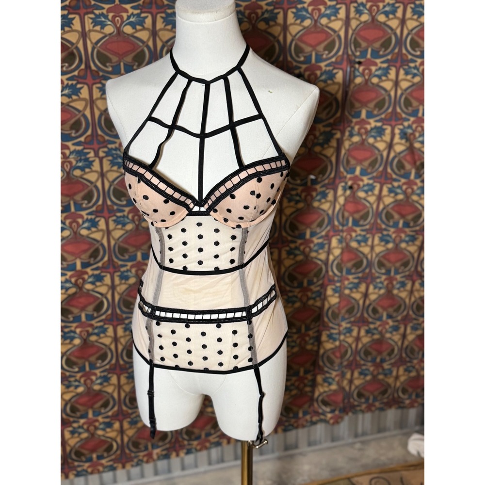 Victorias Secret Polka Dot Corset Bustier Top Halter‎ Lingerie
